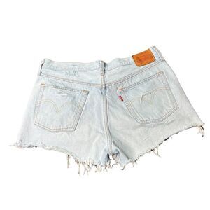Levi’s 501 Light Wash Distressed Cut Off High Waisted Denim Shorts